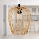 Lucinda 7.25"W Modern Gold Woven Metal Pendant Light