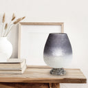 12.25" H Morgan Black/Grey/White Ombre Globe-Like Shade Accent Lamp with a Black Marble Pedestal Base