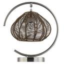 13.75"H Brushed Nickel Iron Table Lamp with Rattan Shade