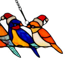 23.25"W Santa Birds on Wire Stained Glass Window Panel