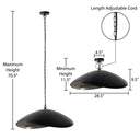 22" W Jane Industrial Black and Silver Dome Shade Pendant