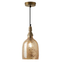 7" Regan Champagne Glass Pendant Light. Lit