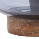 10.5" H Briggs Blue/White Ombre Globe-Like Shade Accent Lamp with a Mango Wood Block Base