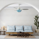 42" W Pierre LED Indoor Blue and Teal Mosaic Glass Ceiling Fan with Remote Control