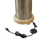 23" H Remi Punched Metal and Mango Wood Pedestal Floor Lamp