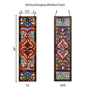36"H Victorian Stained Glass Fleur De Lis Window Panel