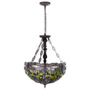 19.25" W Nancy Traditional Multicolored Stained Glass Bowl Shade Pendant Light