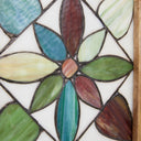 36" H Arched Geometric Floral Stained Glass Window Panel