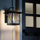 River of Goods Red Stained Glass and Black 1-Light Outdoor Lantern Wall Sconce