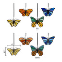 3.2" H Butterfly Kaleidoscope Stained Glass Window Panel Set
