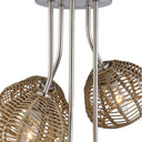 20.5"H Brushed Nickel Five-Branch Rattan Ceiling Light
