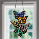 13.25" H Butterfly Cluster Stained Glass Window Panel