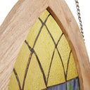 36" H Aqua Victorian Cathedral-Inspired Stained Glass Window Panel