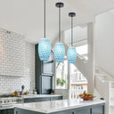 6" W Austin Glam White and Blue Glass Globe Shade Pendant Light