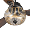 42" W Braxton LED Indoor Clear and Gold Glass Ceiling Fan with Barnwood/Black Blades, Remote Control