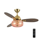 42-in W Sable LED Indoor Pink Ribbed Glass and Gold Metal Ceiling Fan with Remote