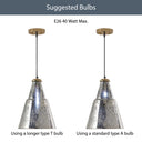 11 in. Gold 1-Light Pendant with Painted Silver Glass Shade