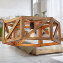 Morel Brown Mango Wood and Metal Pendant Light