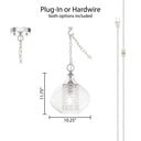 11.75"H Glass + Faceted Crystal Glass Jewels Plug-in and Hardwire Hanging Pendant