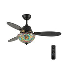 42" W Pierre LED Indoor Multicolored Mosaic Glass Ceiling Fan with Remote Control