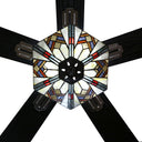 52"W Bungalow Mission Stained Glass 5-Blade Hexagon LED Ceiling Fan with Remote Control