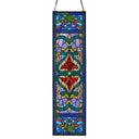 36"H Victorian Stained Glass Fleur De Lis Window Panel