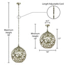 16" W Jillian Industrial Abstract Nickel Metal Globe Shade Pendant Light
