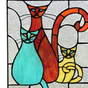 River of Goods 14-Inch Coy Cats Trio Stained Glass Window Panel
