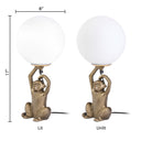 17" H Gold Finish Monkey Table Lamp with Glass Globe Shade