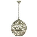 16" W Jillian Industrial Abstract Nickel Metal Globe Shade Pendant Light
