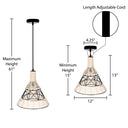 12" W Sandy Bohemian White Cone Shade Pendant