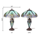 24.5" H Halston Double Lit Teal Bowl Shade Stained Glass Table Lamp