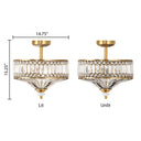 15.25"H Tiered Jeweled Glass and Metal Semi-Flush Mount Lighting Fixture