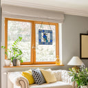 11"H John the Blue Jay Stained Glass Window Panel