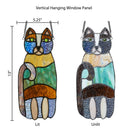 13"H Crazy Cat Stained Glass Window Panel