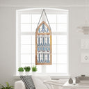 48.5" H Floral Cathedral Tiffany-Style Stained Glass Window Panel