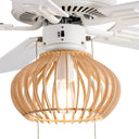 Avalon River of Goods White and Tan Wood Caged Ceiling Fan with Light