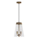 9.75" W 2-Light Angelique Metal, Glass and Mango Wood Pendant