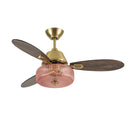 42-in W Sable LED Indoor Pink Ribbed Glass and Gold Metal Ceiling Fan with Remote