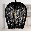 Lucinda 7.25"W Modern Black Woven Metal Pendant Light