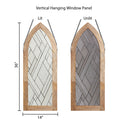36" H Cathedral Geometric Clear Glass Window Panel in Mango Wood Frame