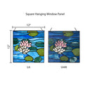 12" H Lotus Pond Stained Glass Window Panel