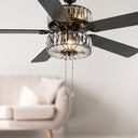 52"W LED Caged Clear Crystal Ceiling Fan with Remote Control