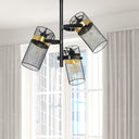 21"H Geo Ceiling Light with Black Metal Shades