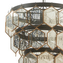 17" W Sabrina Glam Copper, Silver, and Black Drum Shade Pendant Light with Mercury Glass Hanging Accents