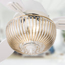 42" W Braxton LED Indoor Clear and Gold Glass Ceiling Fan with Oak/White Blades, Remote Control