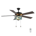 52" W Kyle Indoor Tiffany Stained Glass Ceiling Fan with Remote Control