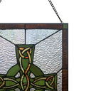 18" H Celtic Cross Stained Glass Window Panel