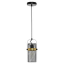5.25"W Geo Black Painted Metal Mesh Drum Shade Pendant Light