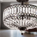 15.25"H Tiered Jeweled Glass and Metal Semi-Flush Mount Lighting Fixture